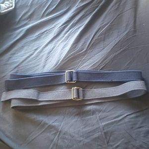 Set of 2 Woven Belts (Navy and Grey)